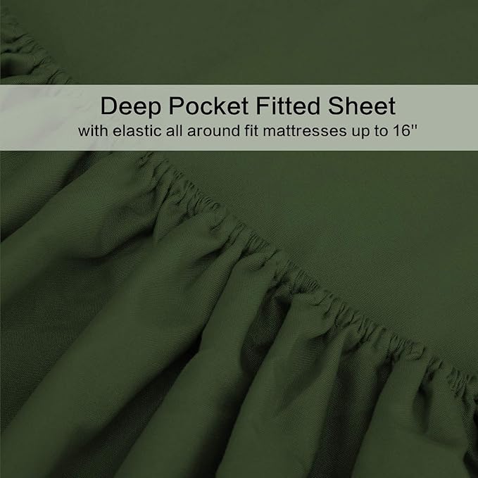 Best Season 4 Piece Bed Sheet Set (Full Size Olive Green) 1 Flat Sheet,1 Fitted Sheet and 2 Pillow Cases,100% Brushed Microfiber 1800 Luxury Bedding,Deep Pockets,Extra Soft & Fade Resistant