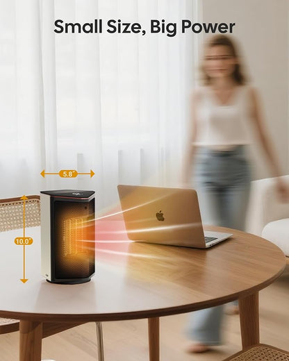 Space Heaters for Indoor Use, 1500W Portable Electric Heater with Thermostat, 70° Oscillation, 5 Modes, 12H Timer, White Small Room Heater for Office Bedroom Desk
