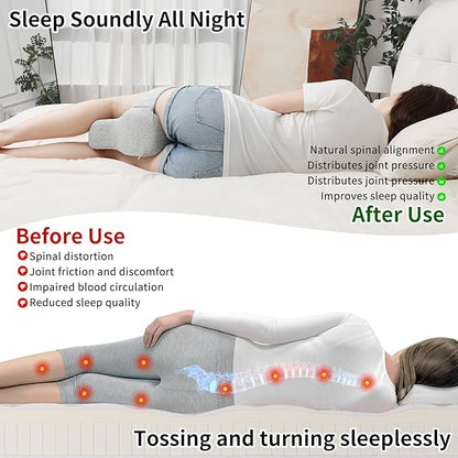 Pregnancy Knee Pillow for Side Sleepers with Strap, Memory Foam Leg Pillow for Sciatica Pain Relief, Hip & Back Support, Alignment Cushion for Pregnant Women, Post Surgery Leg Elevation (Gray)