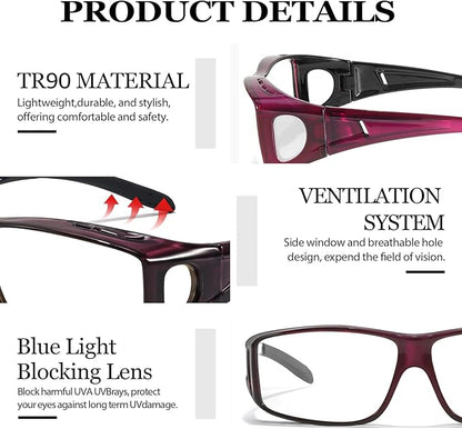 LVIOE Fit Over Blue Light Blocking Glasses and Computer Eyewear- Wear Over Prescription Glasses/Reading Glasses/RX Glasses