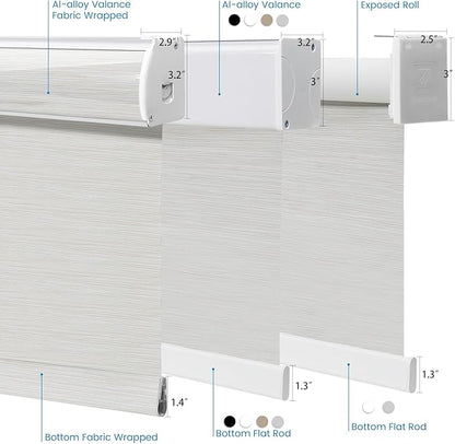 Motorized Blackout Roller Shades – Custom Smart Blinds with Remote Control, 25 Colors & Sizes, Rechargeable Battery or Plug-in, Tuya WiFi Optional, Home & Office Window Shades (Parchment White/CH9440)