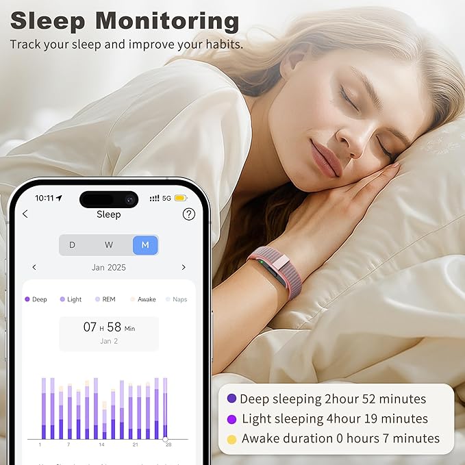 Smart Bracelets for Women & Men,Health Activity Fitness Trackers with 120+ Sports Modes,24/7 Heart Rate&Blood Pressure Monitoring,Sleep& Stress Tracking,IP68 Waterproof,5 Smart Wristband with Free APP