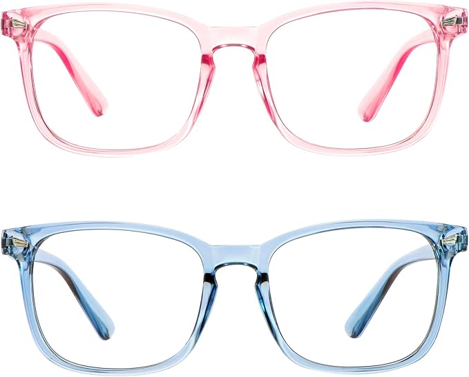 LifeArt 2 Pairs Blue Light Blocking Glasses with Spring Hinge, Anti Eyestrain, Computer Reading Glasses, Gaming Glasses, TV Glasses for Women Men, Anti UV, Anti Glare (Blue&Pink, +2.50 Magnification)