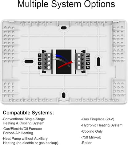 T21 Programmable Thermostat for Home, Digital Thermostat 1 Heat/1 Cool Compatible with Heat Pump and Single-Stage Systems, Dual Power Options Battery-Powered No C-Wire Required