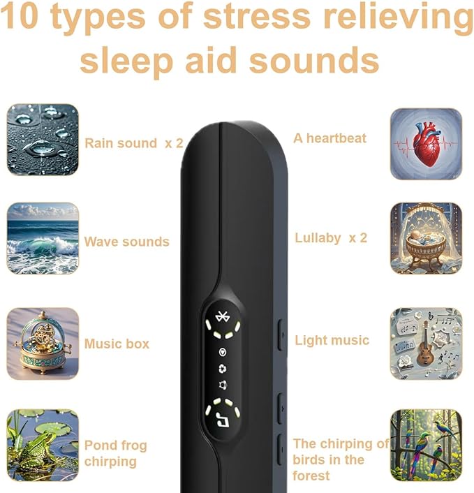 Pillow Speaker for Sleeping, Mini Bone Conduction Portable Sleep Aid with Stereo Bass, Bluetooth Sleep Bar for Deep Sleeping with White Noise, with Volume Control-Supports TF Function