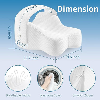 AISEELY Knee Pillow for Side Sleepers with Adjustable Strap, Leg Pillow for Side Sleeping, Hip Pillow for Side Sleepers for Sciatica & Back Pain Relief, Spine Alignment Support, White