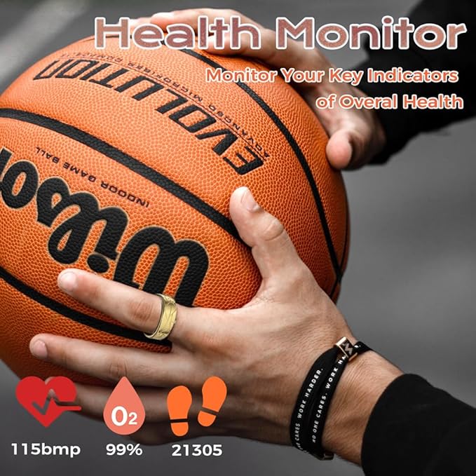Smart Ring Fitness Tracker Sleep Tracking Heart Rate Monitor Pedometer, Waterproof Activity Tracker Fitness Ring Steps Counter, Gesture Controls for Short Video, 8 Days Last, Silver, #10