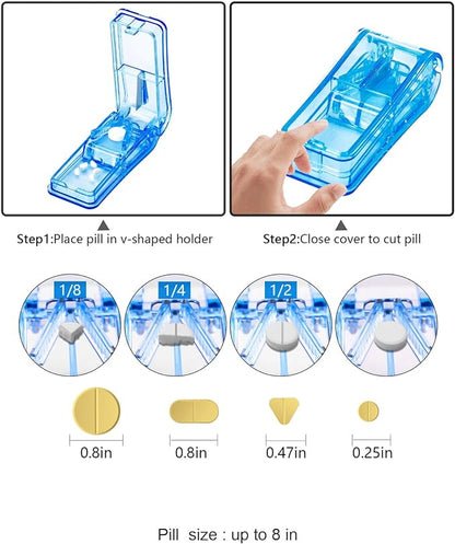 Monthly Pill Organizer 3 Times a Day, with Portable Hard Shell, Pill Cutter, 31-Day Box, Plastic Opening Pick, Monthly & Weekly Stickers, Convenient Medication Management (Black, 2 Times a Day)