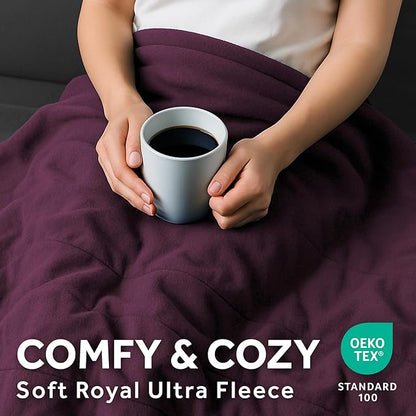 Sunbeam Royal Ultra Fleece Heated Electric Blanket King Size, 90" x 100", 12 Heat Settings, 12-Hour Selectable Auto Shut-Off, Fast Heating, Machine Washable, Warm and Cozy, Claret