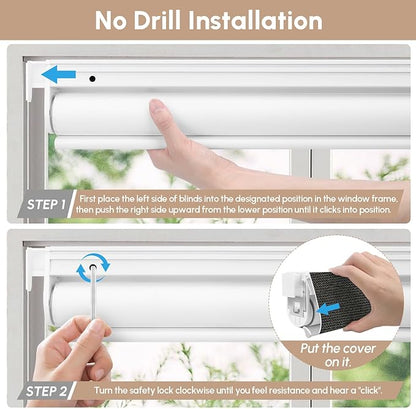 Kincmo No Drill Motorized Blinds with Remote, 100% Blackout Roller Shades for Windows, Custom Electric Blinds Compatible with Alexa, Apple Homekit, Google Home (100% Blackout Starscape Brown)