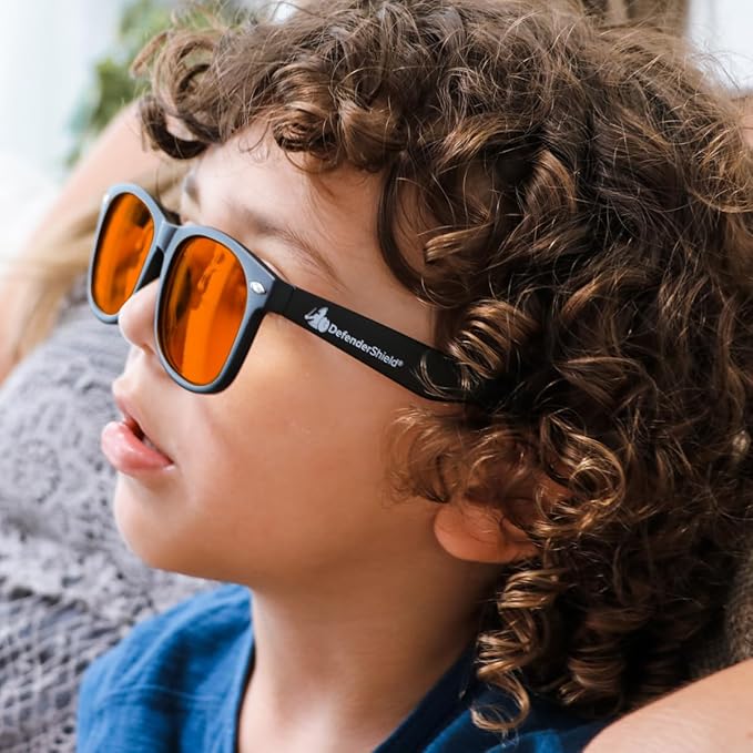DefenderShield Blue Light Blocking Glasses Kid Series for Computer, Mobile, Gaming, Sleep-Purple - Anti Eye Strain, Headache