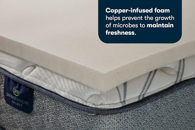 Serta CopperGel Cooling, Pressure-Relieving Memory Foam Mattress Topper, 2 Inch, Twin