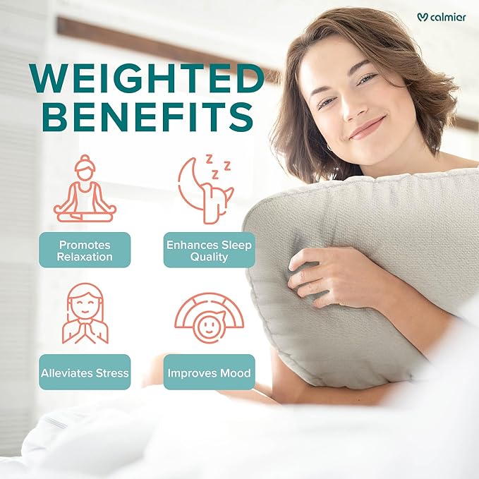 Calmier - 12 lb Sensory Weighted Pillow - Glass Bead Filled Hug Pillow - Ultra Plush Cozy Weight Sensory Pillows for Adults and Kids - Weighted Lap Pad (Tan- Fleece, 12 LBS)