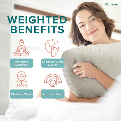 Calmier - 6 lb Sensory Weighted Pillow - Glass Bead Filled Hug Pillow - Ultra Plush Cozy Weight Sensory Pillows for Adults and Kids - Weighted Lap Pad (Tan- Fleece, 6 LBS)