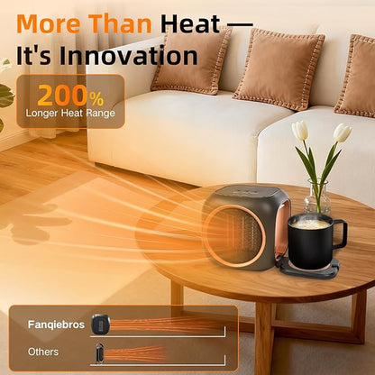 Upgraded Space Heater & Coffee Mug Warmer, Space Heater for Indoor Use with Thermostat, Candle Warmer Plate, 800W Portable Electric Heater for Bedrooms, Offices, Home