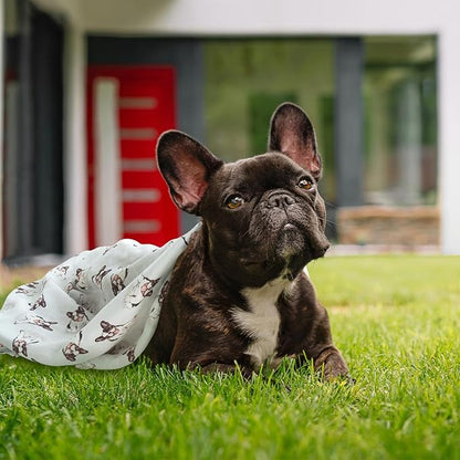 LifeTree Baby Swaddle Blankets Dog, Muslin Swaddle Blankets Boys Girls Swaddling Wrap Receiving Blanket for Newborn, 70% Viscose from Bamboo and 30% Cotton, Large 47" x 47", French Bulldog