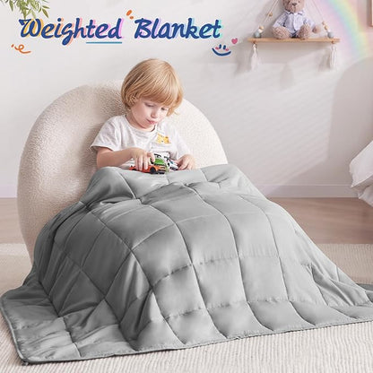 Weighted Blanket Kids (36"x48" 3lbs),Ultra Soft and Cozy Cooling Weighted Blanket Kids,Heavy Blanket with Machine Washable Soft Blanket, Stone Grey