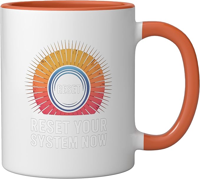Relaxation Breathing Vagus Nerve Stimulation, Stress Relief Ceramic Mug, Orange/White