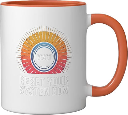 Relaxation Breathing Vagus Nerve Stimulation, Stress Relief Ceramic Mug, Orange/White