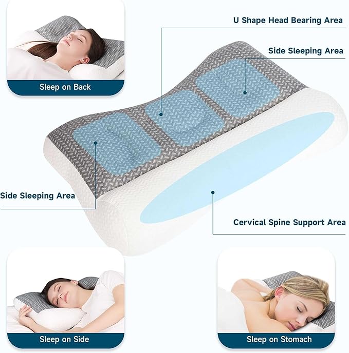 Pillow for Sleep Apnea Orthopedic Deep Sleep Pillow, Pro Ease Sleep Apnea Pillow, Ergonomic Pillow for Neck and Shoulder, Pillow for Side, Back, Stomach Sleepers