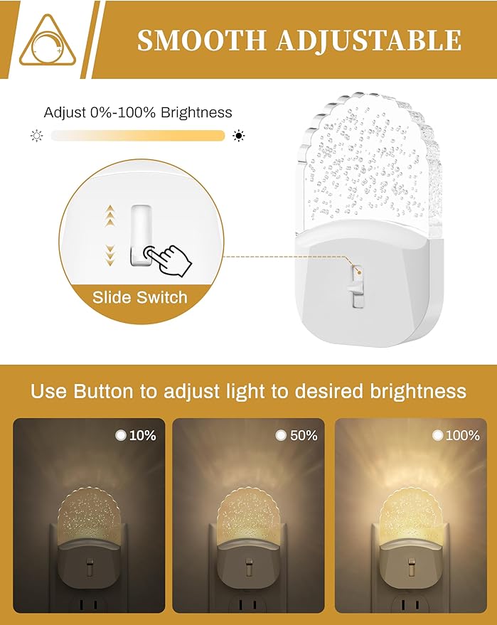 DORESshop LED Night Light, Baby Night Lights [2 Pack], Plug in Night Light with Auto Dusk to Dawn Sensor, Adjustable Brightness NightLight for Kids, Bathroom, Bedroom, Nursery Room, Soft White 3000k