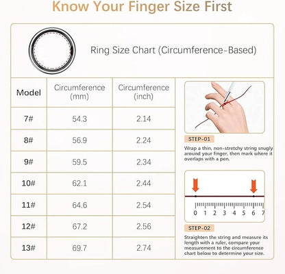 Fit Ring for Women Men, Ring Health Tracker with Heart Rate,Blood Oxygen,Heart Rate Variability, Stress, Sleep Monitor, Step Counter, Smart Ring for iPhone & Android, No Subscription Fee (Silver, 9)