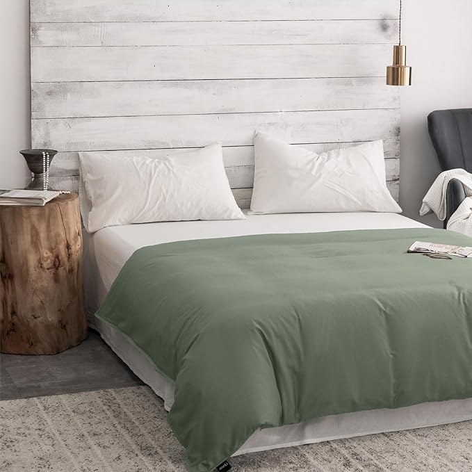ZonLi 60"x80" New Green Duvet Cover, Oeko-texCertified 100% Cotton, Queen Size RemovableDuvet Cover for Weighted Blanket