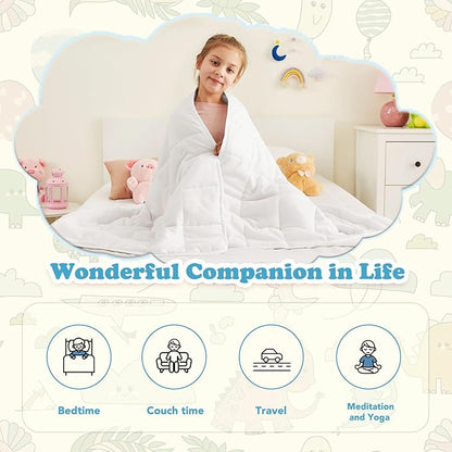 CuteKing Weighted Blanket - Weighted Blanket with Premium Glass Beads - Breathable Heavy Blanket for Comfort Sleep - Thick Blanket All Season (10lbs, 50"x60", White)