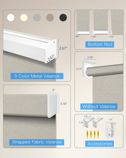 Motorized Roller Shade with Remote Control, Blackout Electric Shade for Windows Compatible with Alexa Google via Hub, Rechargeable Smart Window Blind Customized Size (Fabric Beige)
