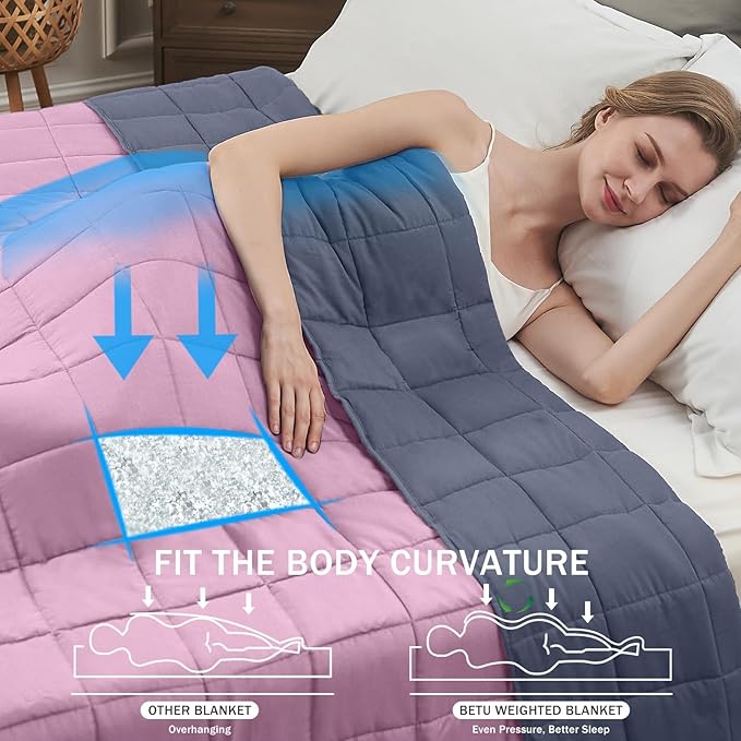 Weighted Blanket for Adults 20lbs, 88"x104", King Size Cooling Heavy Throw Blanket for 130-220lbs, Microfiber Soft Thick Big Blankets Weighted Comforter Gift for Sleeping, Pink Grey