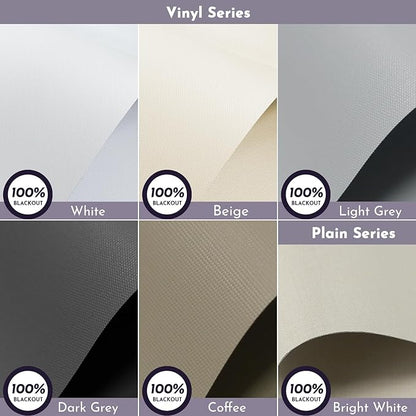 Graywind 100% Blackout Roller Shades Window Blinds for Home and Office Cordless Blinds (100% Blackout Waterproof Shade Fabric Samples)