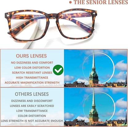 VIDEBLA 5 Pack Blue Light Blocking Reading Glasses,Spring Hinge Readers for Women Men,Anti UV Ray Filter Nerd Eyeglasses