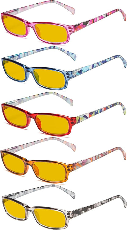 Eyekepper 5 Pack Computer Glasses Digital Eye Strain Prevention Blue Light Filter Reading Glasses Amber Tinted +2.50