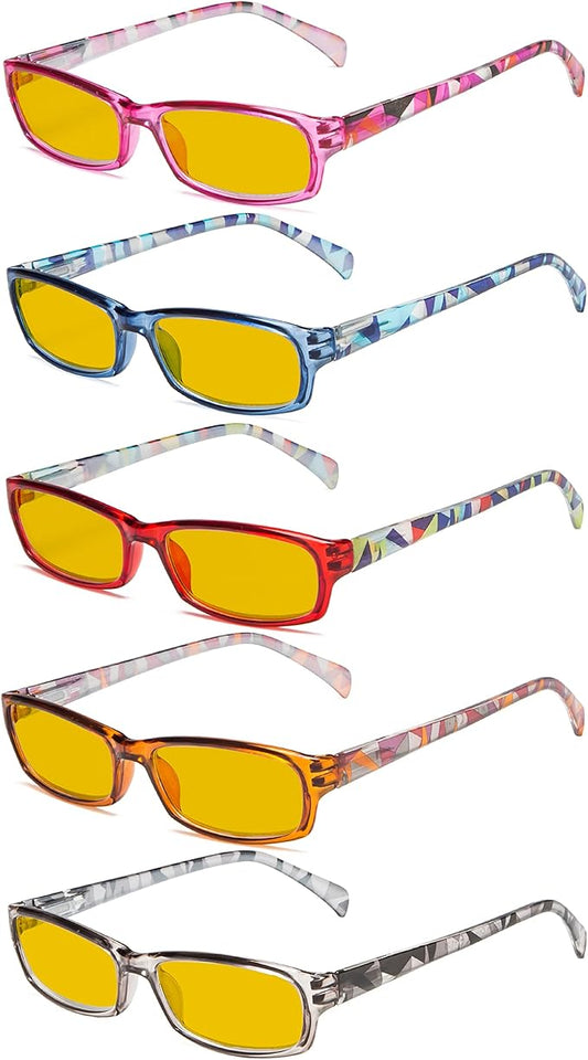 Eyekepper 5 Pack Computer Glasses Digital Eye Strain Prevention Blue Light Filter Reading Glasses Amber Tinted +1.25