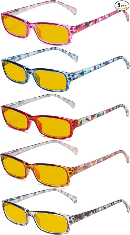 Eyekepper 5 Pack Computer Glasses Digital Eye Strain Prevention Blue Light Filter Reading Glasses Amber Tinted +1.75