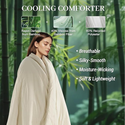 NEXHOME PRO 100% Viscose Derived from Bamboo Comforter King Size - Cooling & Moisture-Wicking Bedding Blanket - All Season Lightweight Design - Natural Organic King Duvet Insert