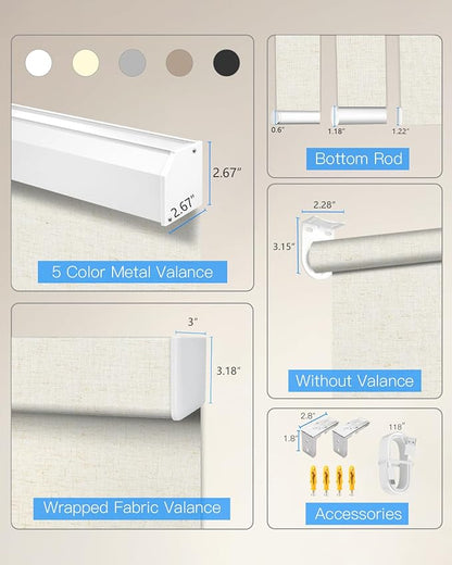 Motorized Roller Shade with Remote Control, Blackout Electric Shade for Windows Compatible with Alexa Google via Hub, Rechargeable Smart Window Blind Customized Size (Texture Beige)