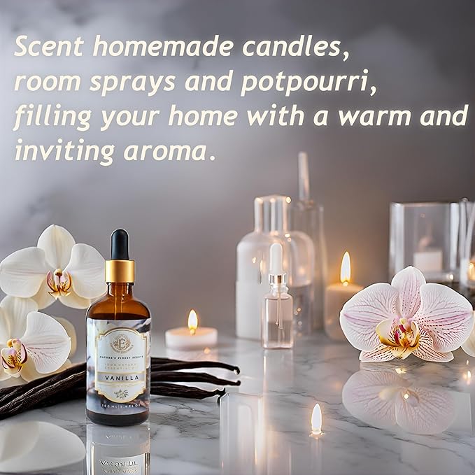 Luxurious Vanilla Essential Oil by Enhanced Essentials|Slow Distilled & Pure|for Diffusers,Skin Care, Aromatherapy, Bath,Massage,Perfume,Gifting,Soap & Candle Making|with Glass Dropper|100 ml Pack