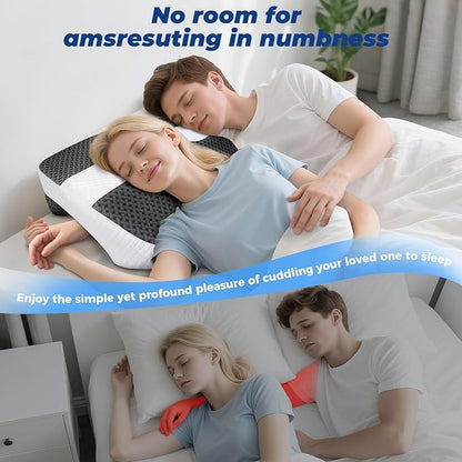 SAHEYER Side Sleeper Pillow with Arm Holes, 2 in 1 Shoulder Relief System for Rotator Cuff Pain, Memory Foam Pillow for Adults with 3 Arm Place Hole, Dark Black