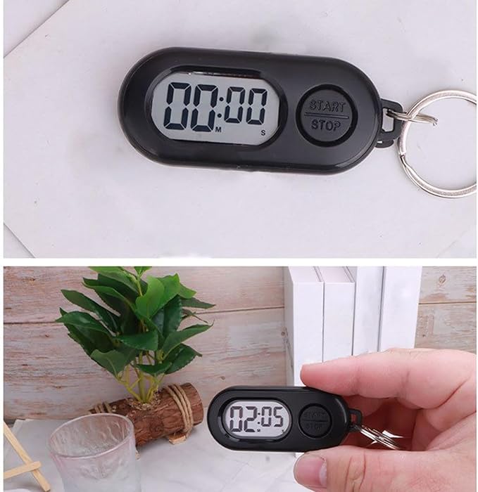 2 Pack Keychain Timer, Portable Digital Countdown Timer with LCD Screen, Kitchen Timers, Stopwatch for Kids, Pocket Stop-Watch fo Sports, Cooking, Baking, Training, Shower, Studying