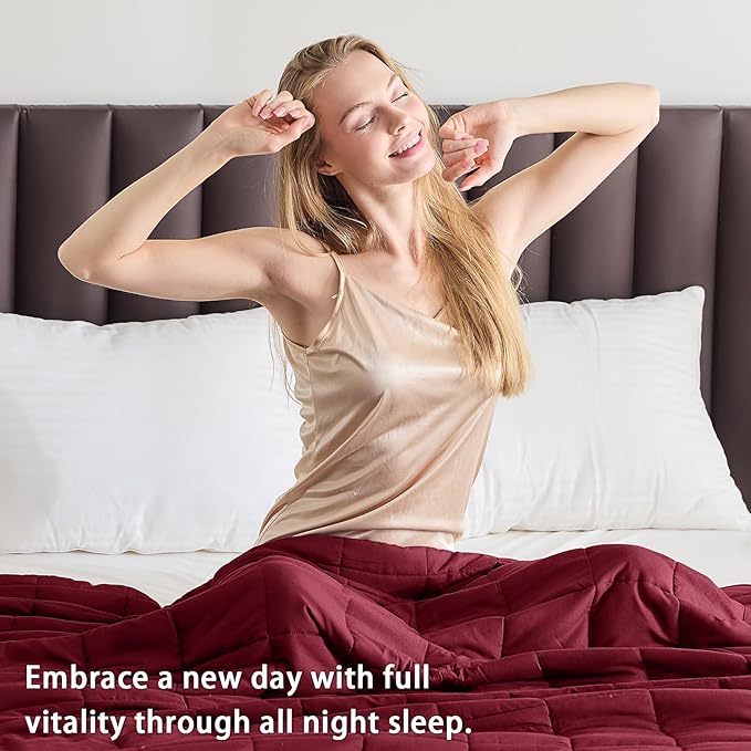 yescool Weighted Blanket for Adults (20 Lbs, 60”X 80”, Red Grey) Heavy Thick Bed Blanket Queen/Full Size for Sleeping Perfect for 190-210 Lbs, Cozy Gifts for Women, Machine Washable