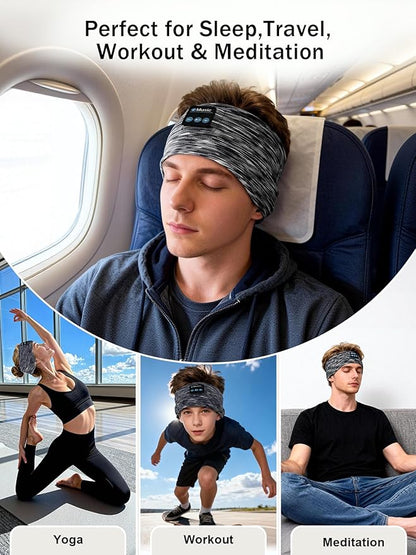 Sleep Headband Headphones,Bluetooth Headbands with Ultra-Thin Speakers for Side Sleepers, Sleep Mask, Wireless Music Headband for Running, Gym, Travel & Focus, Ideal Gift for Men Women Teens