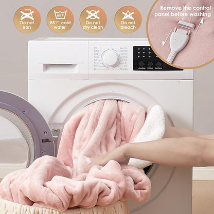 EHEYCIGA Heated Blanket - 9 Heating Levels, 10 Hour Auto Off, Soft Cozy Sherpa Washable Throw, 50 x 60 Inches