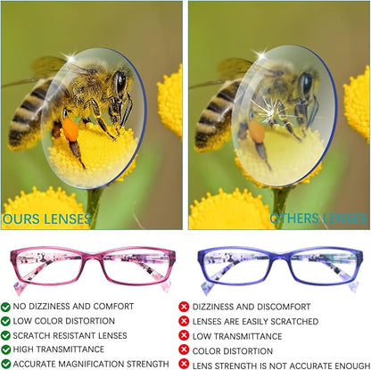 VIDEBLA 5 Pack Computer Reading Glasses Men and Women Anti Eyestrain Blue Light Blocking Glasses for Reading (5 Mix-6, 1.50)