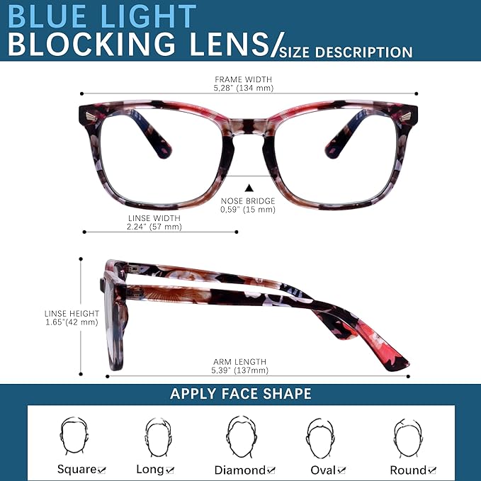Blue-Light Blocking Glasses Computer Reading/Gaming/TV/Phones Glasses Fashion Anti Eyestrain UV Glasses for Women Men(H1-Black+Baohua)