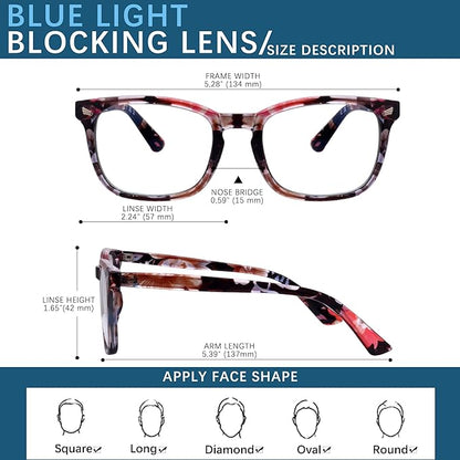 Blue-Light Blocking Glasses Computer Reading/Gaming/TV/Phones Glasses Fashion Anti Eyestrain UV Glasses for Women Men(H1-Black+Baohua)