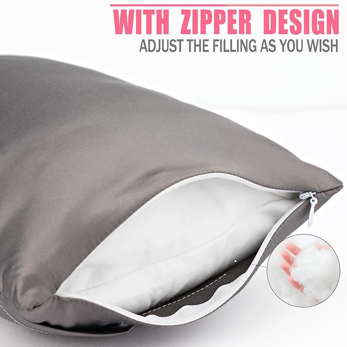 Silky Satin Soft Knee Pillow for Side Sleepers, Pressure Pillows Between Legs 11"x7" Small Knee Pillow Joints Cushion for Sleeping Hip and Back Pain, Dark Gray 1 Pcs