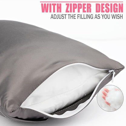 Silky Satin Soft Knee Pillow for Side Sleepers, Pressure Pillows Between Legs 11"x7" Small Knee Pillow Joints Cushion for Sleeping Hip and Back Pain, Dark Gray 1 Pcs