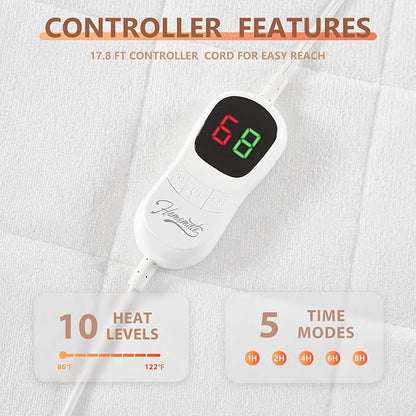 Homemate Heated Mattress Pad TwinXL Size, 5 Heated Setting Coral Fleece Electric Mattress Pad Twin XL, Bed Warmer with Dual Controller & Auto Off 10 Hours, Fit Up to 21 Inch, 80"x39"