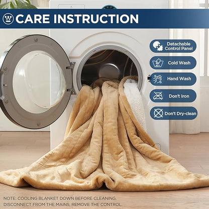 Westinghouse Electric Blanket Full, Heated Blanket Full Size with 10 Heating Levels and 1 to 12 Hours Heating Time Settings, Flannel to Sherpa Reversible, Machine Washable (80" x 84", Red)